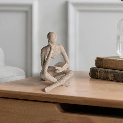 Abstract Thinker Sculpture — Modern Resin Figurine for Bookshelf & Desk Décor