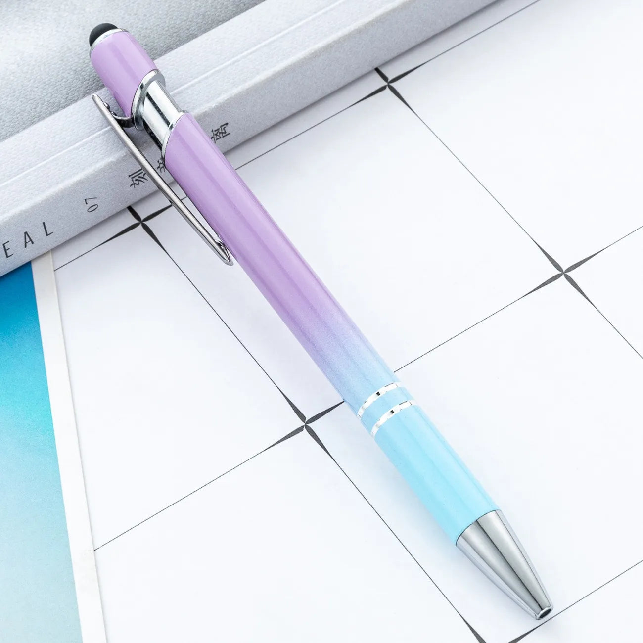 20-200Pcs Gradient Metal Ballpoint Pens with Stylus Tip Free Custom Logo Ballpens for Corporate Gifts & Wedding Favors