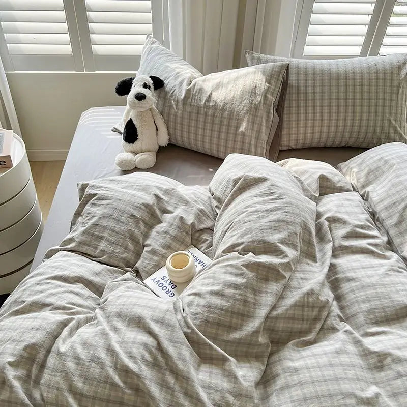 Classic Duvet Cover Set with Pillowcases Flat Sheet Nordic Style No Comforter 2025 New Bedding Kit Double Twin Size Bed Linens Jonine&