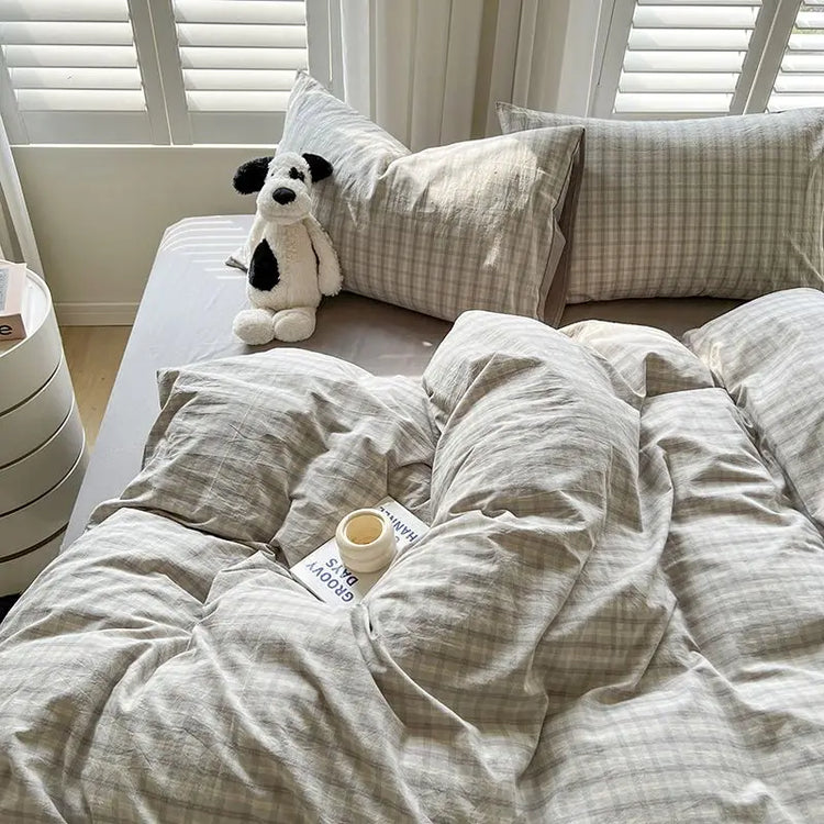 Classic Duvet Cover Set with Pillowcases Flat Sheet Nordic Style No Comforter 2025 New Bedding Kit Double Twin Size Bed Linens Jonine&