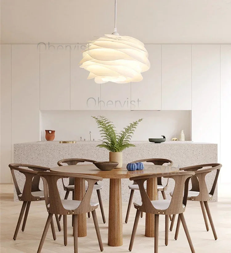 White Rose Petal Pendant Light — Nordic Sculptural Chandelier Jonine&
