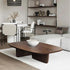 Nordic minimalist coffee table with modern wood and glam finish in stylish living room setting