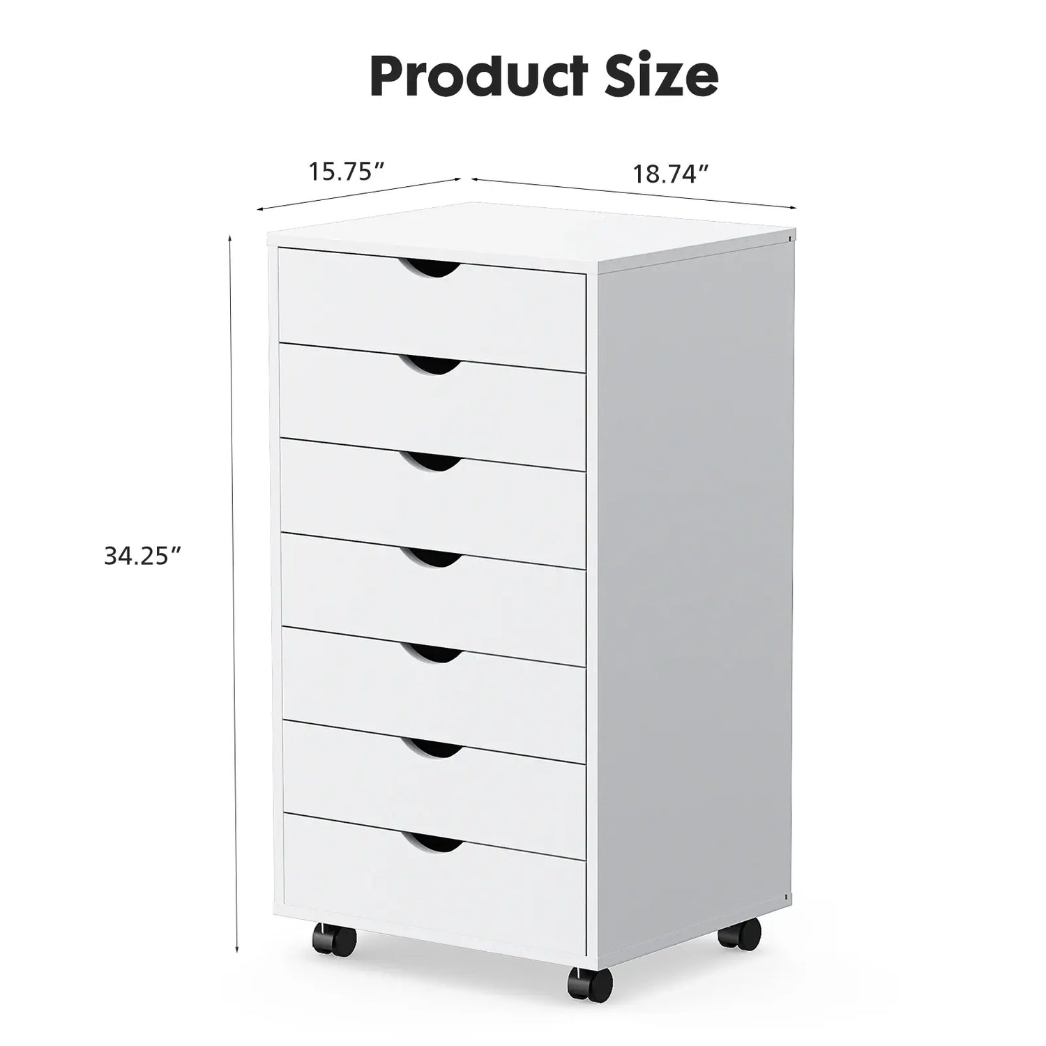 JHK 7 Drawer Chest Dressers Nightstand Storage Cabinet Wooden File Office Mobile Cabinet Wheels Living Room Organizer Rolling Jonine&