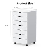 JHK 7 Drawer Chest Dressers Nightstand Storage Cabinet Wooden File Office Mobile Cabinet Wheels Living Room Organizer Rolling Jonine&