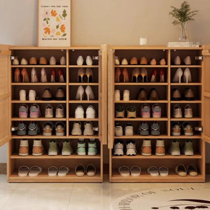 Vintage Luxury Wood Shoe Rack — Space-Saving Entryway Storage