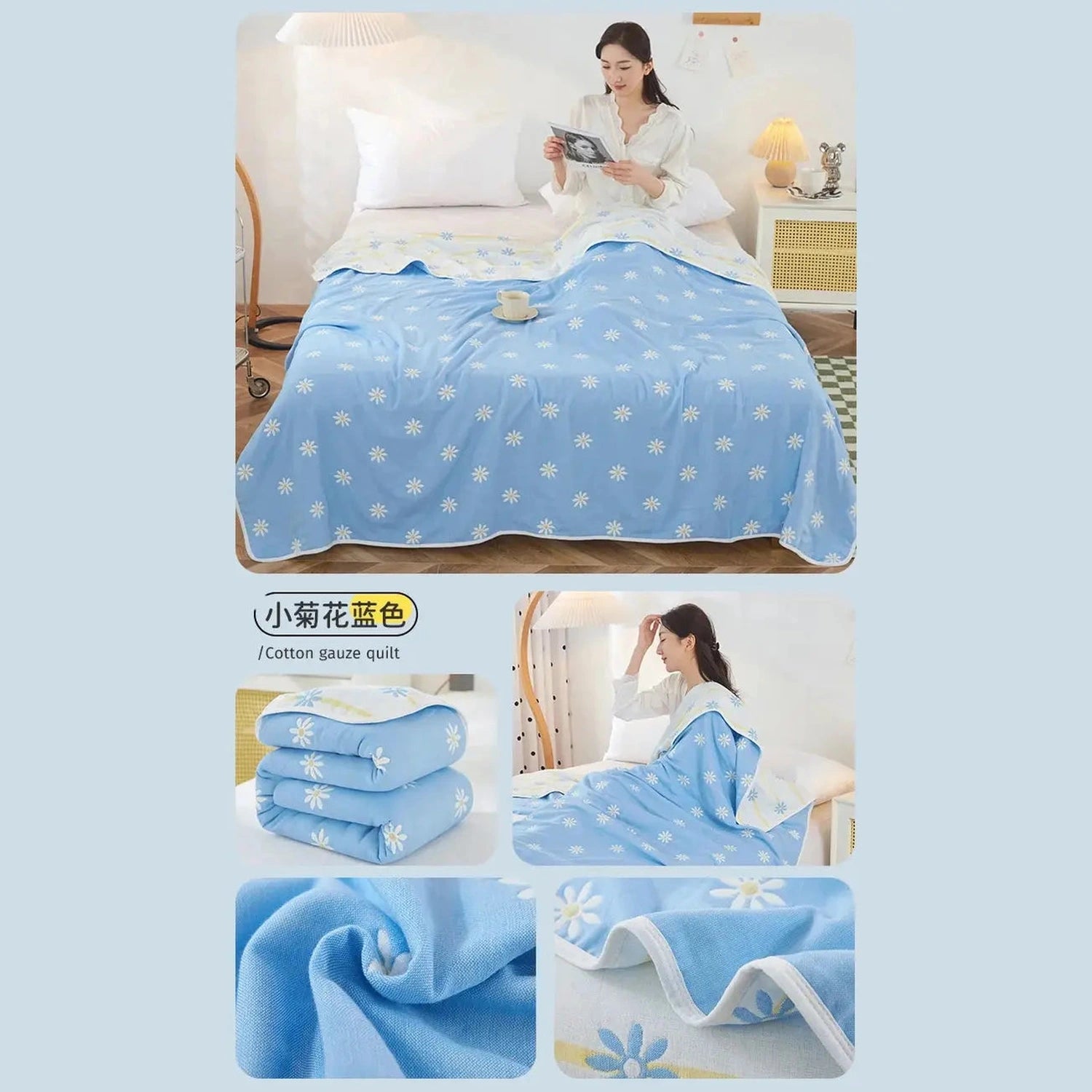 Cool Breathability Summer Quilt Multi-functional Cotton Gauze Fabric Towel Blanket Thin Breathable Duvet Skin-friendly Comforter Jonine’s Corner