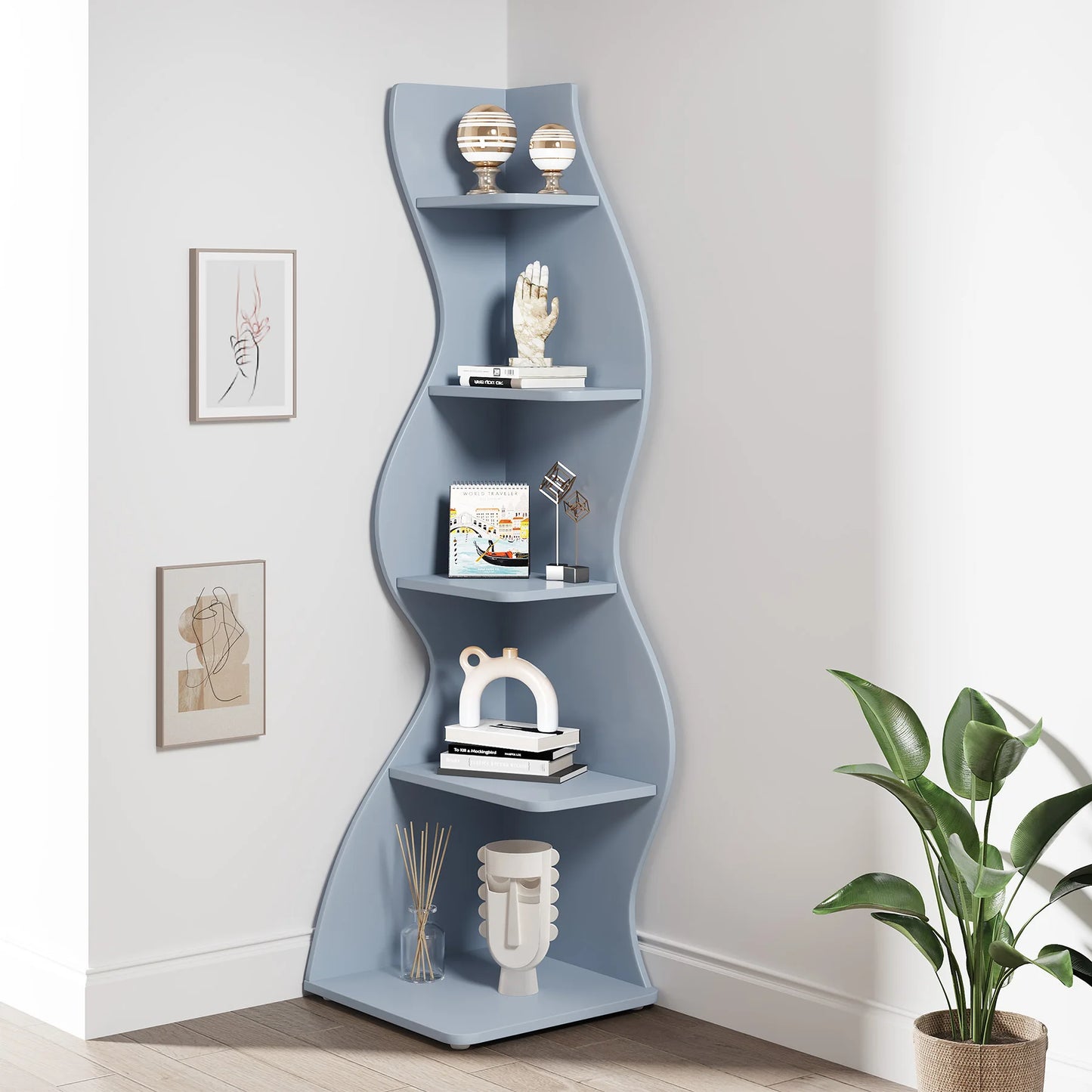 The Corner That Finally Does Something — Tribesigns 5-Tier Wall Corner Bookshelf & Plant Stand