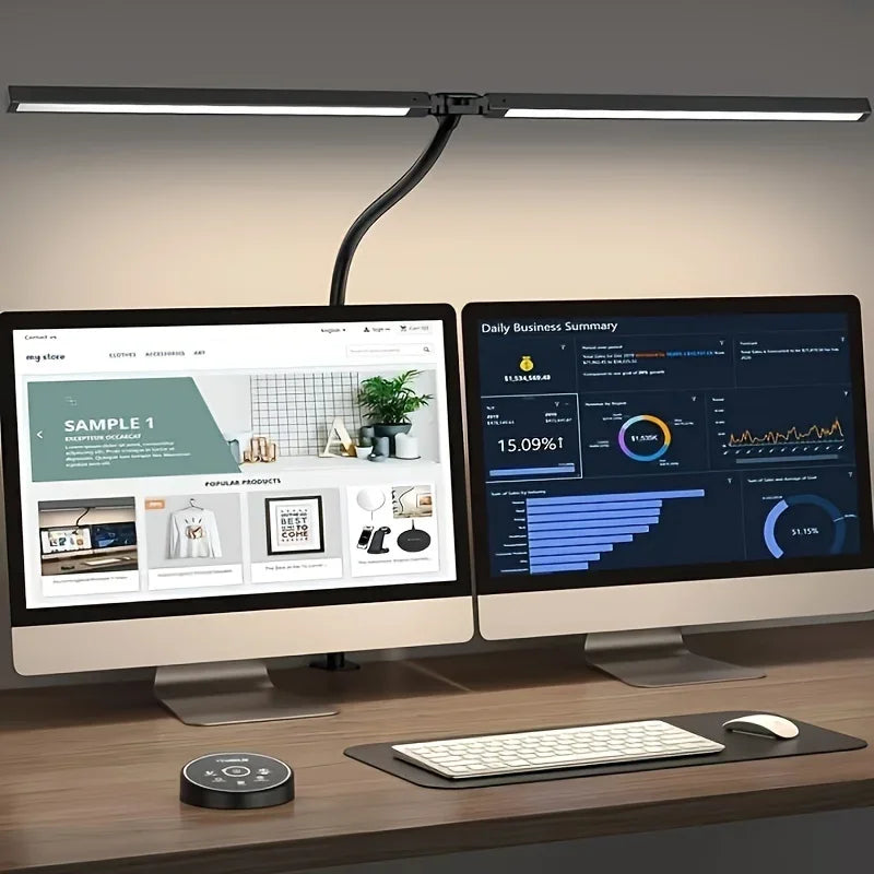 24W LED Desk Lamp — Eye-Care Dual Head with Remote Control