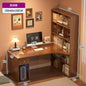 L-Shaped Corner Desk with Bookshelf — Dual Monitor & Home Office