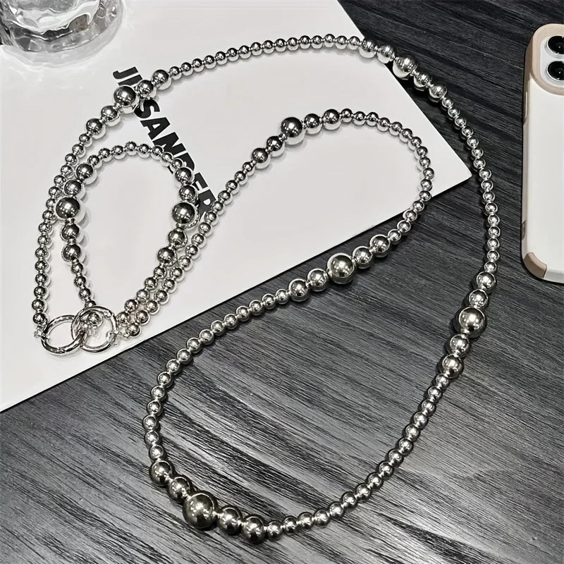 Holiday party gifts for friends and family, long silver bead hanging rope, phone case, bag, pendant Jonine’s Corner