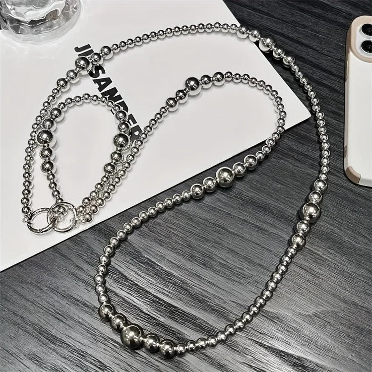 Holiday party gifts for friends and family, long silver bead hanging rope, phone case, bag, pendant Jonine’s Corner