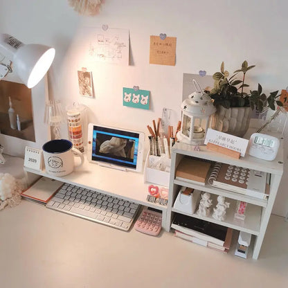 Clear the Desk, Clear the Mind — Wooden Desktop Storage Rack & Monitor Stand