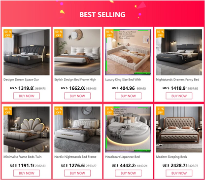 Luxury Multifunctional Bed Frame with Storage Headboard
