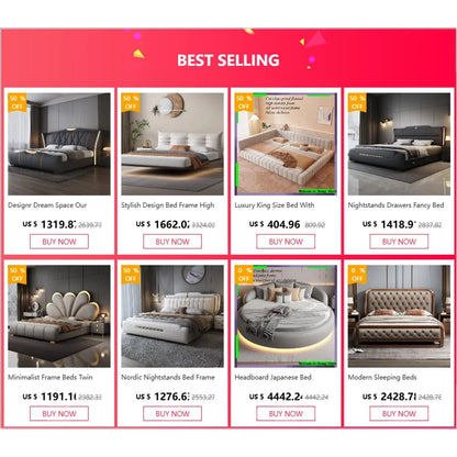 The Storage Bed — Luxury Multifunctional Bed Frame with Storage Headboard