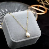 Gold Heart Toggle Necklace — Beaded Chain Gift for Her