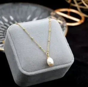 Gold Heart Toggle Necklace — Beaded Chain Gift for Her