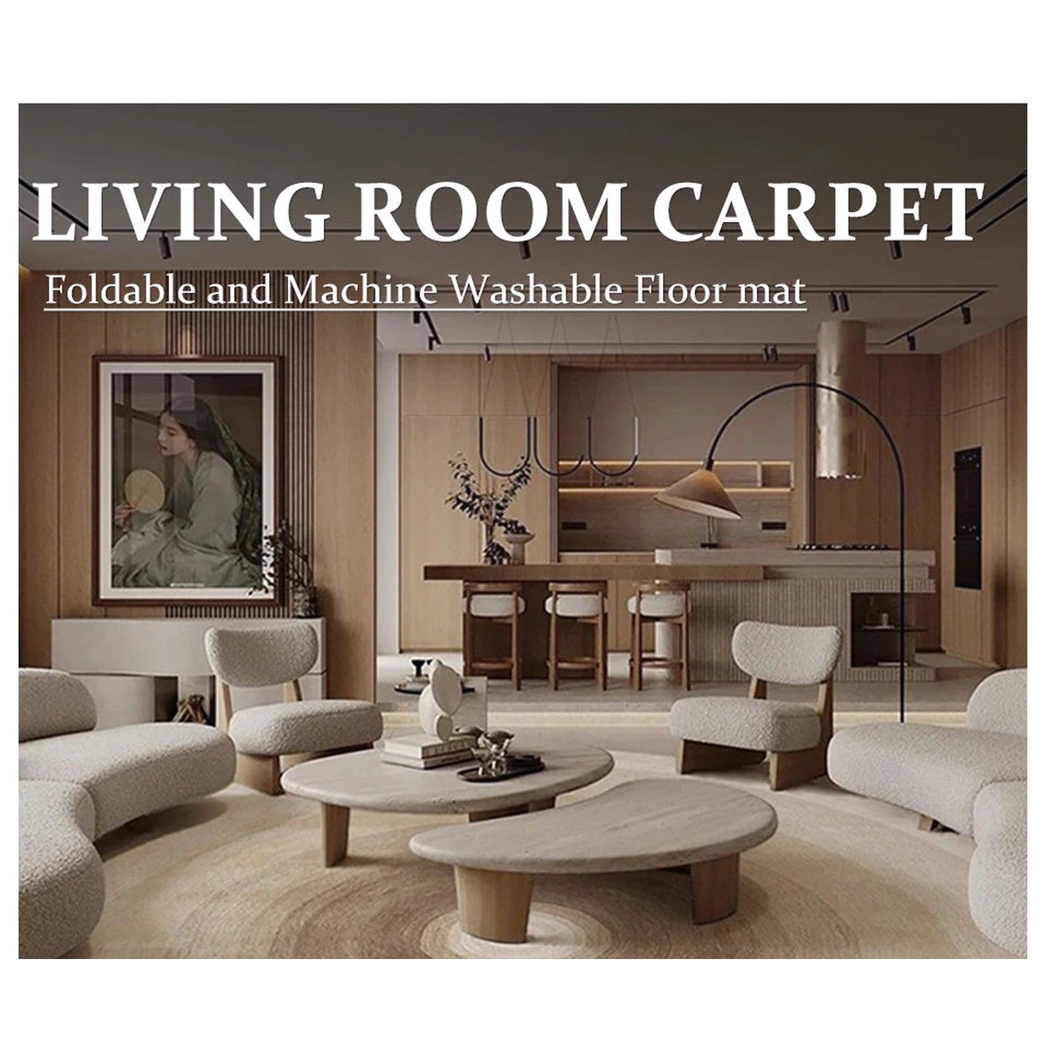 Round Gradient Area Rug — Machine Washable Non-Slip Floor Mat for Living Room &amp; Bedroom