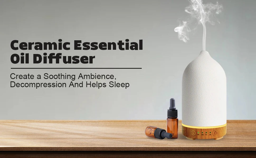 Breathe Easy — Ceramic 100ml Ultrasonic Aromatherapy Diffuser with 7 LED Colors