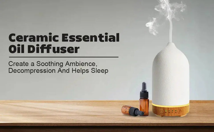 Ceramic Diffuser 100ML  Essential Oil Diffuser  Air Humidifier  With 7 LED  Ultrasonic Aromatherapy Diffusers for Home Jonine’s Corner