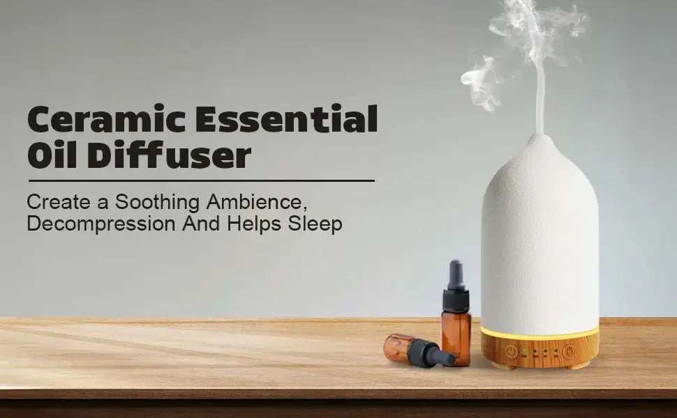 Ceramic Diffuser 100ML  Essential Oil Diffuser  Air Humidifier  With 7 LED  Ultrasonic Aromatherapy Diffusers for Home Jonine’s Corner