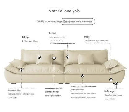 Luxury Genuine Leather Sofa — Designer Modular Living Room Seating