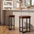 24" Bar Stools Set of 2 — Backless Counter Height with PU Leather Seat