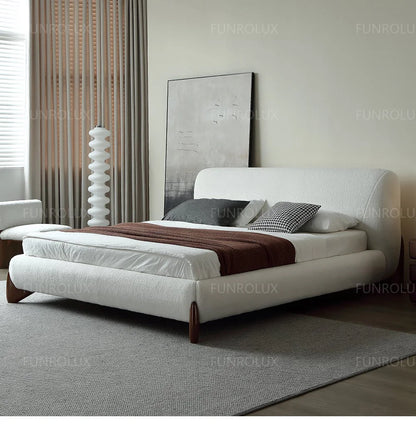 Japanese Tatami Platform Bed — Minimalist Fabric Upholstered Frame