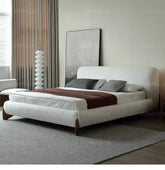 Modern Simple Bed Fabric Bed Japanese Tatami Double Bed Italian Minimalist Master Bedroom Soft Back Lamb&