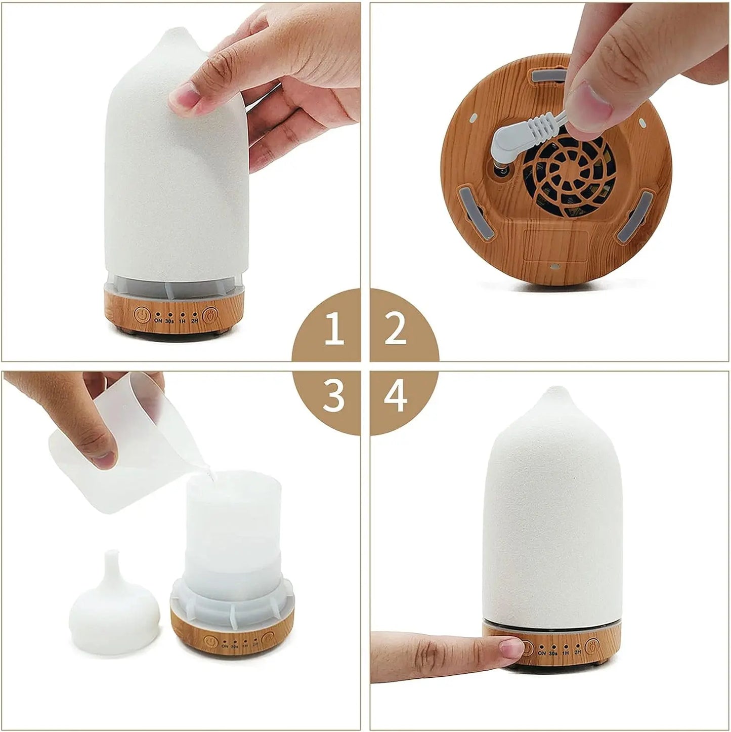 Breathe Easy — Ceramic 100ml Ultrasonic Aromatherapy Diffuser with 7 LED Colors