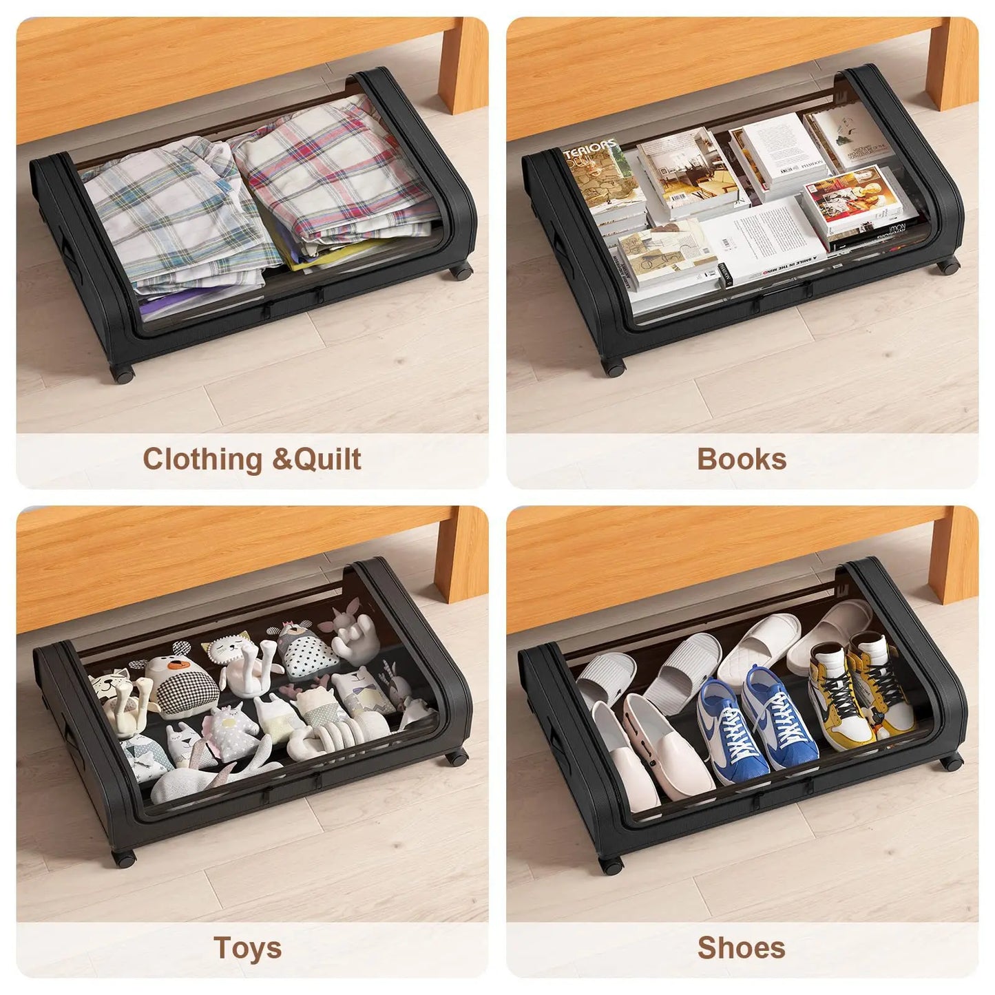 Under-Bed Rolling Storage Organizer with Wheels — Dust-Proof Drawer