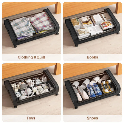 Under-Bed Rolling Storage Organizer with Wheels — Dust-Proof Drawer
