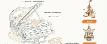 ROKR Magic Piano — 3D Wooden Puzzle Music Box
