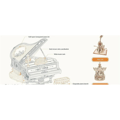 ROKR Magic Piano — 3D Wooden Puzzle Music Box