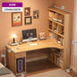 L-Shaped Corner Desk with Bookshelf — Dual Monitor & Home Office