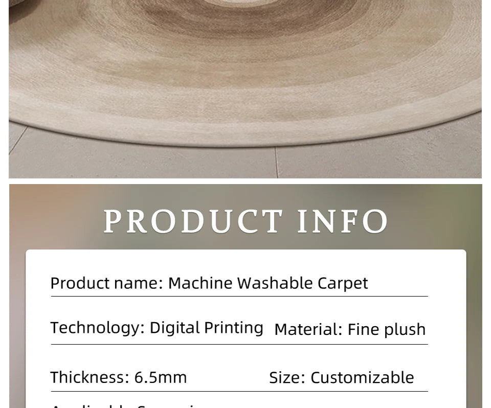 Round Gradient Area Rug — Machine Washable Non-Slip Floor Mat for Living Room & Bedroom