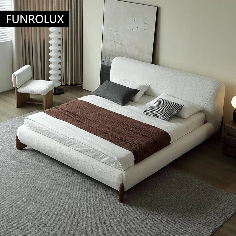 Japanese Tatami Platform Bed — Minimalist Fabric Upholstered Frame
