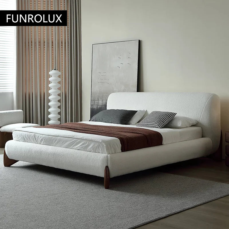 Japanese Tatami Platform Bed — Minimalist Fabric Upholstered Frame