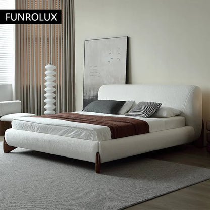 Japanese Tatami Platform Bed — Minimalist Fabric Upholstered Frame