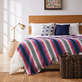 Mexican Handwoven Throw Blanket — Striped Tassel, 130×170cm