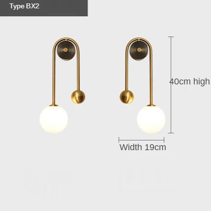 Gold Glass Ball LED Wall Sconce — Modern Bedroom & Living Room Light