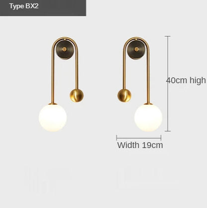Gold Glass Ball LED Wall Sconce — Modern Bedroom & Living Room Light