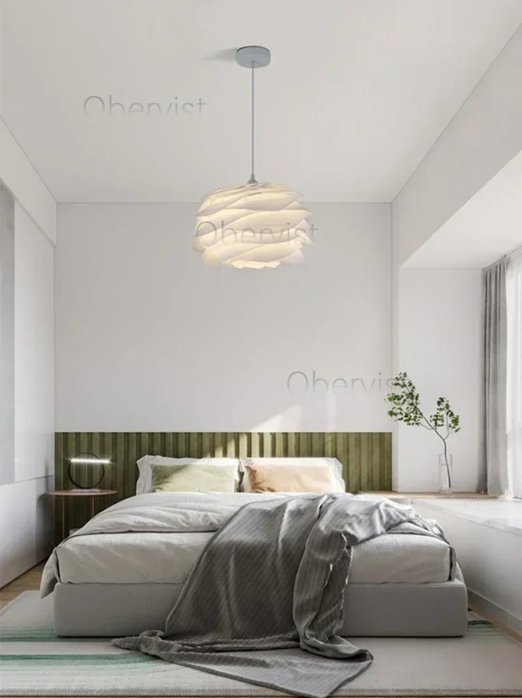 White Rose Petal Pendant Light — Nordic Sculptural Chandelier Jonine&