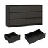 7 Drawer Dresser for Bedroom, 55 Inch Modern Dresser with High Gloss Drawers, Large Wood Chest of Drawer, White/Black Jonine&