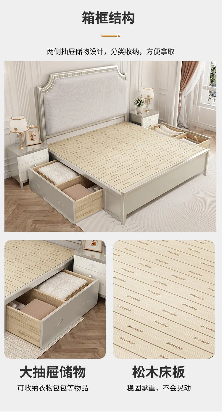 European Minimalist Waterproof Bed Frame with Headboard