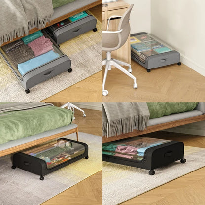 Under-Bed Rolling Storage Organizer with Wheels — Dust-Proof Drawer
