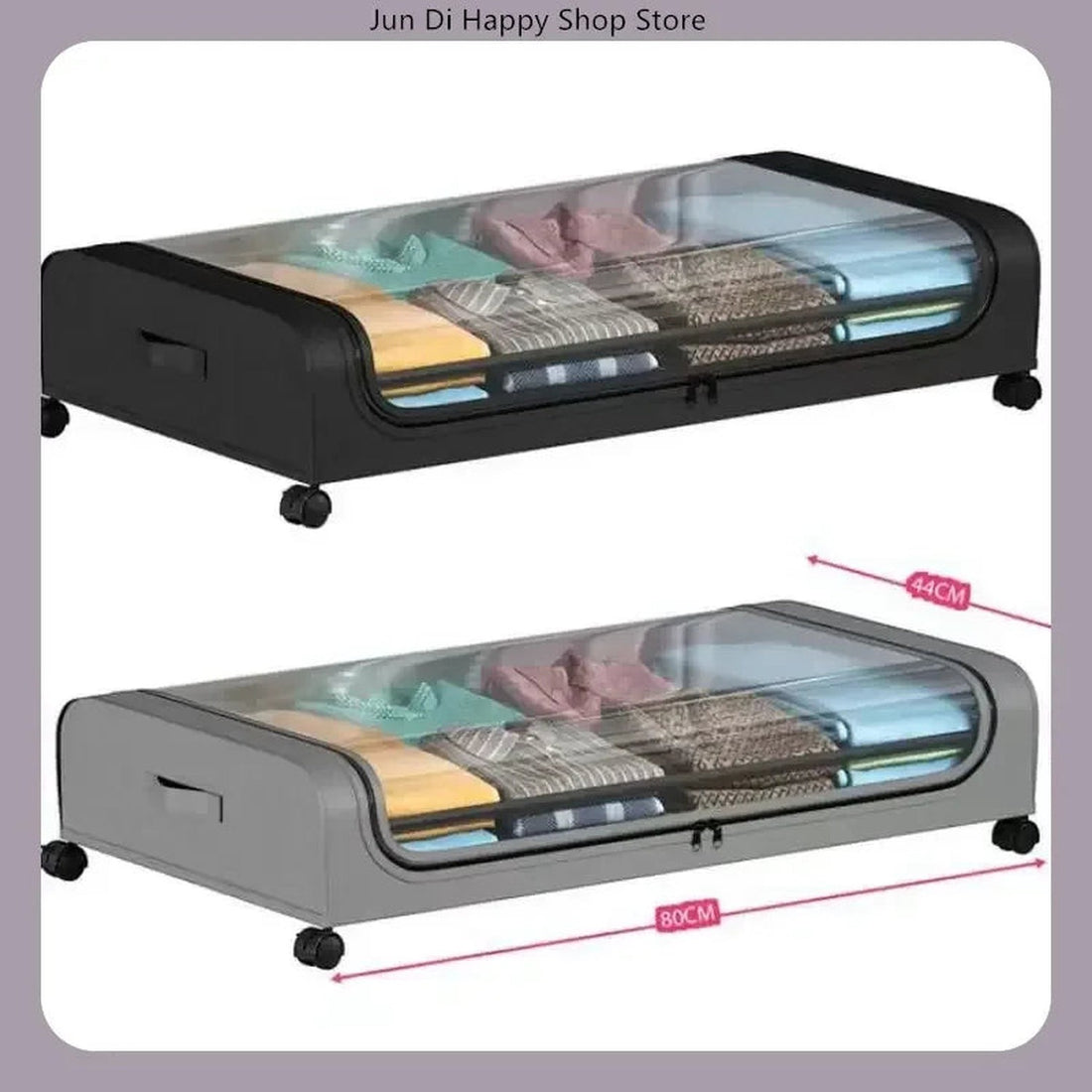 Under-Bed Rolling Storage Organizer with Wheels — Dust-Proof Drawer