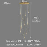 Golden Branch Staircase Chandelier — Multi-Light Pendant for Duplex & Statement Spaces Jonine&
