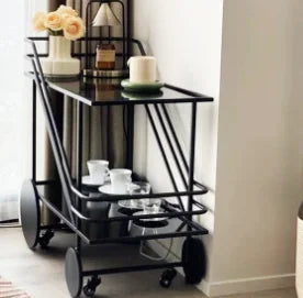 Iron Art Rolling Bar & Serving Cart