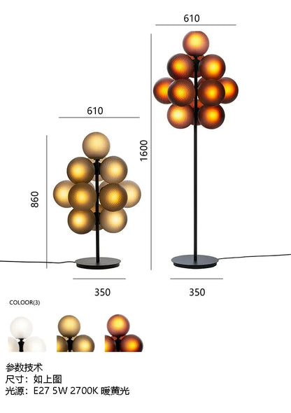 The Grape Cluster — Sculptural Glass Floor Lamp with Warm LED Glow