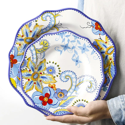 Hand-Painted Ceramic Steak Plate — Irregular Western Dinnerware